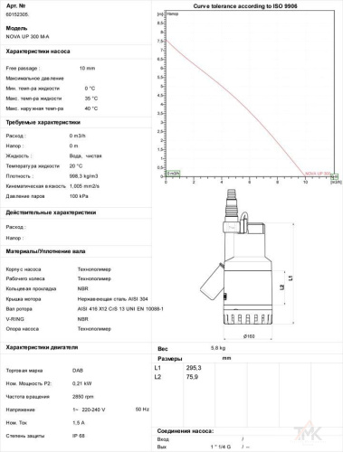 Дренажный насос DAB NOVA UP 300MA фото 2