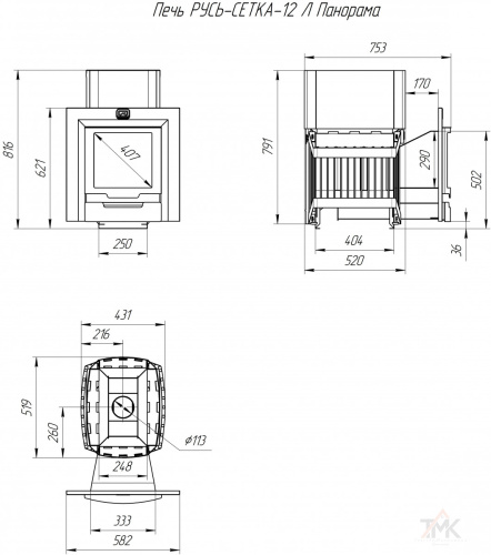 Печь банная Теплодар Русь-сетка 12 Л Панорама фото 5